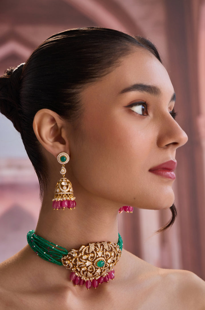 Naeema Green Silver Necklace Set