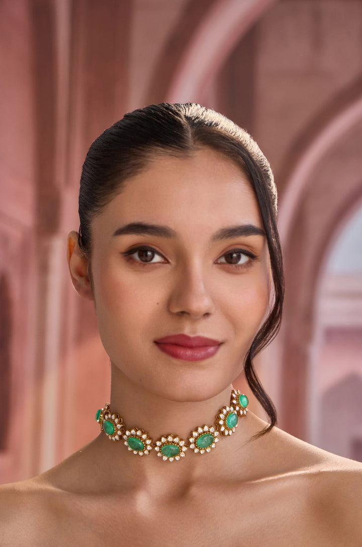 Ziva Mint Polki Choker Necklace