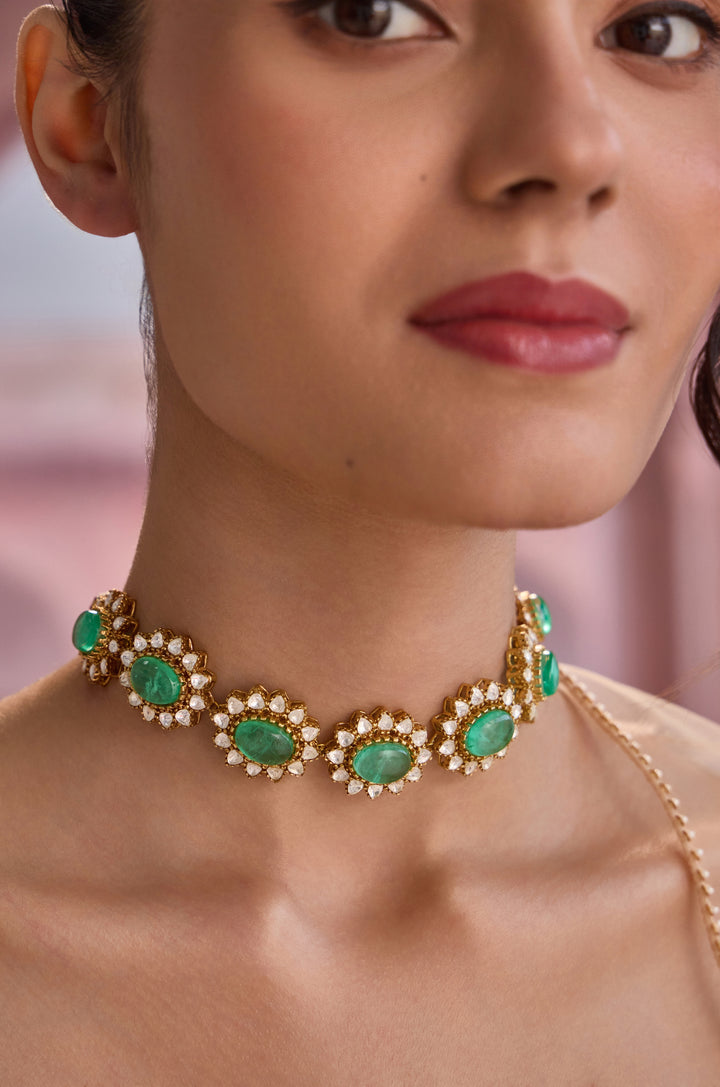 Ziva Mint Polki Choker Necklace
