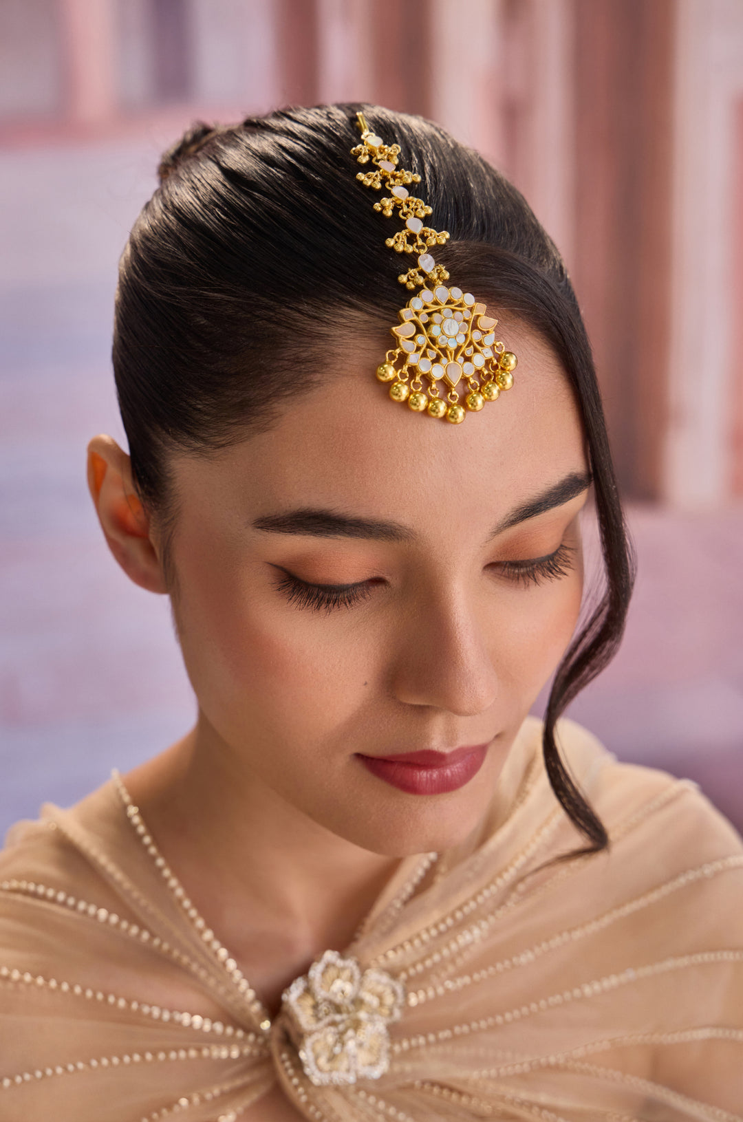 Veda Silver Polki Maangtikka