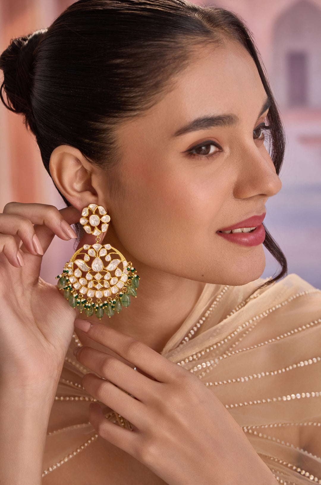 Tareem Silver Polki Earrings