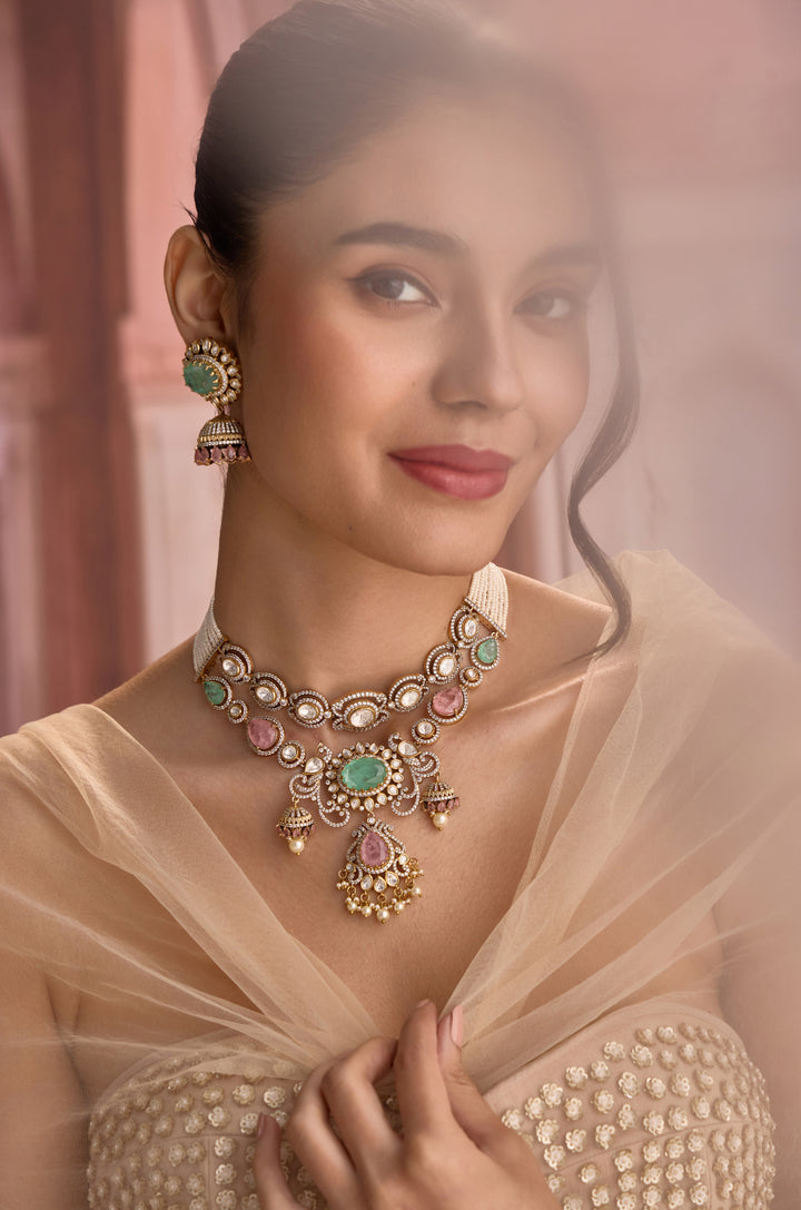Asfira Mint Polki Necklace Set