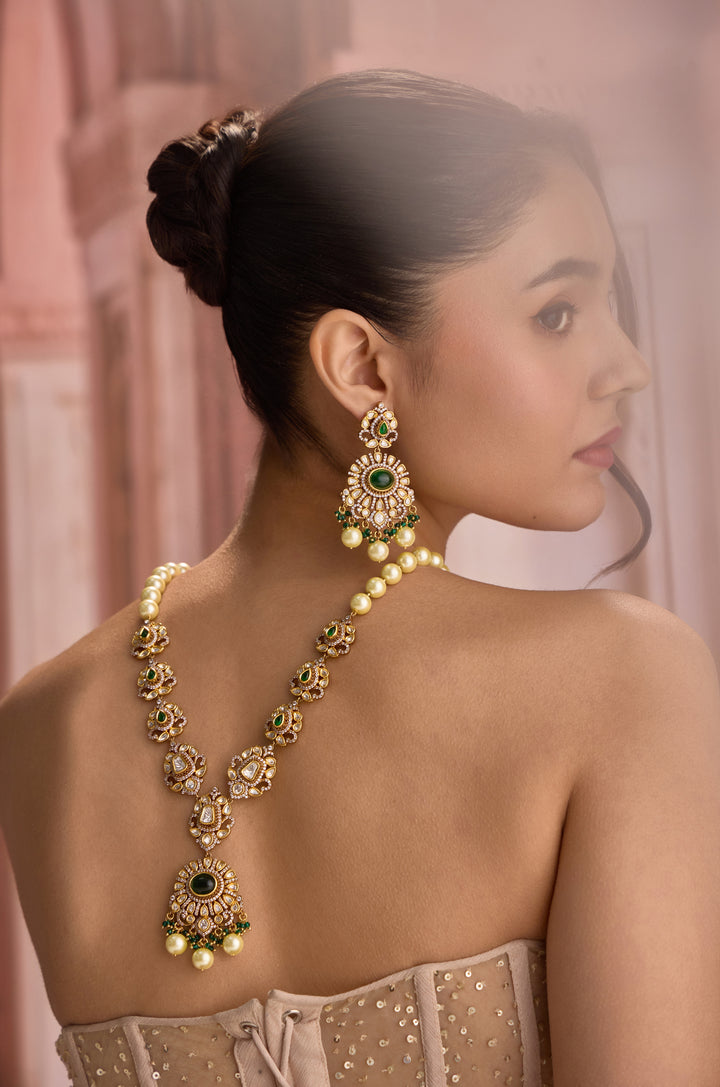 Viha Green Polki Necklace Set