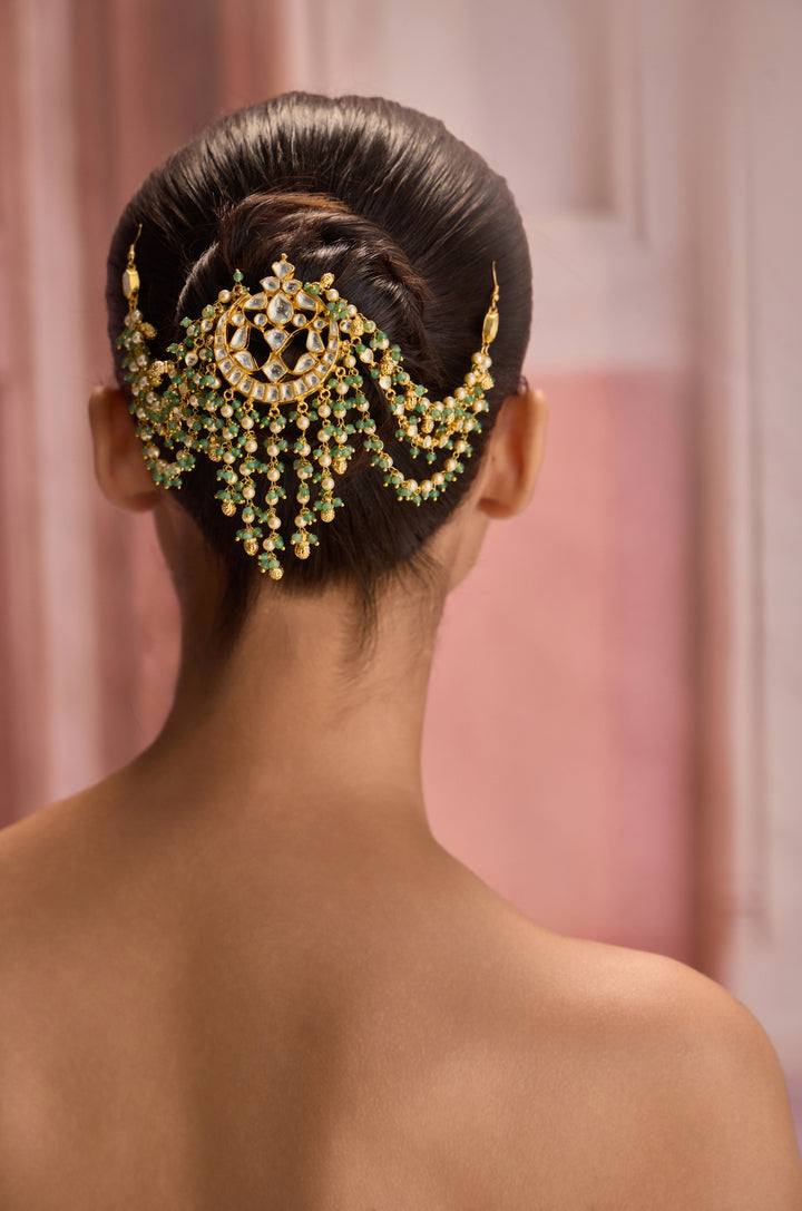 Ivin Mint Kundan Braid Pin