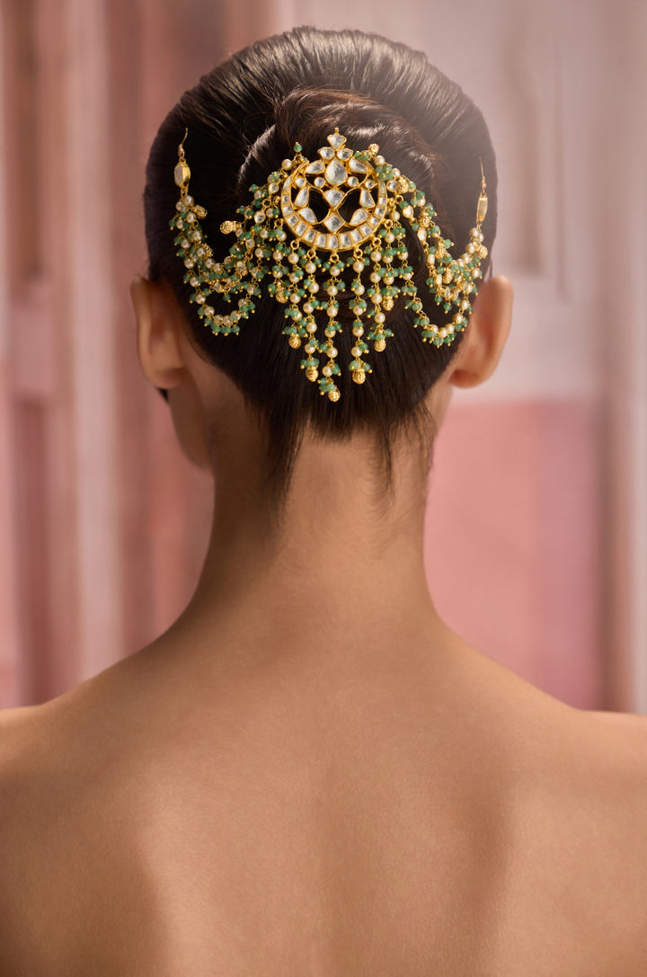 Ivin Mint Kundan Braid Pin