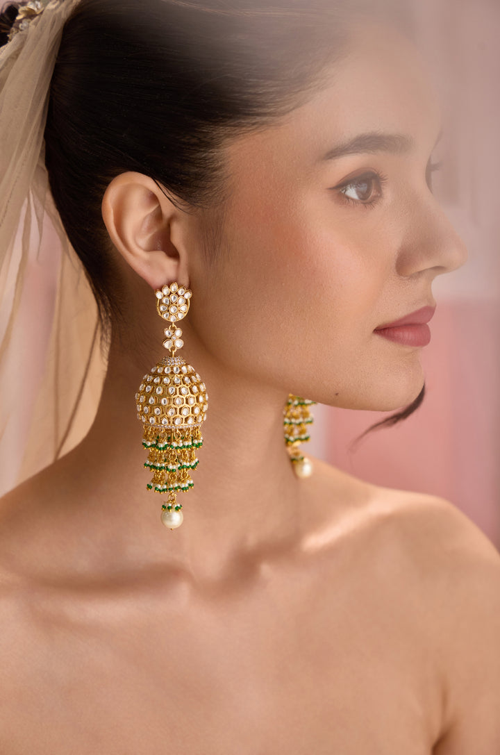 Kasha Polki Jhumka Earrings