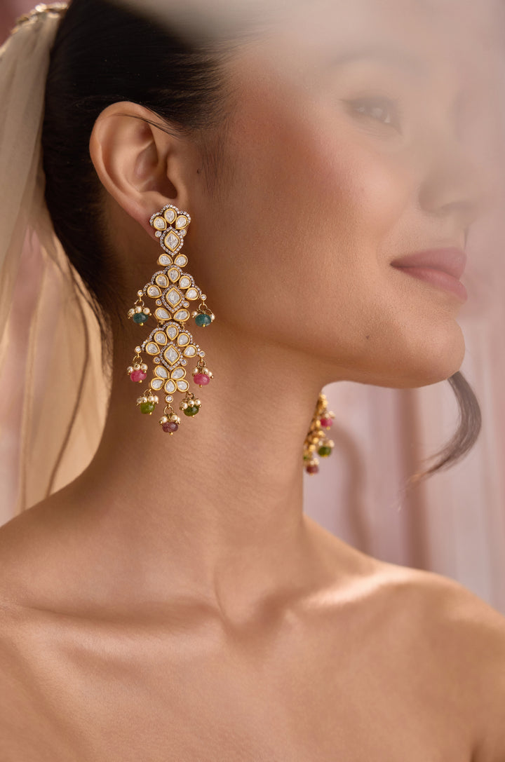 Emal Multicolored Polki Earrings