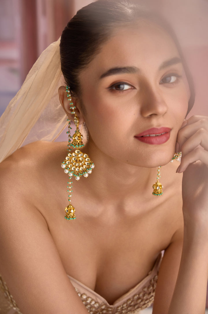 Savi Kundan And Pearls Earrings