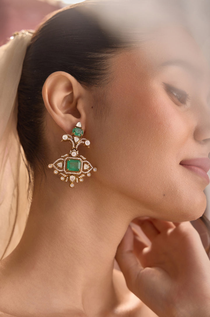 Trinya Green Polki Earrings