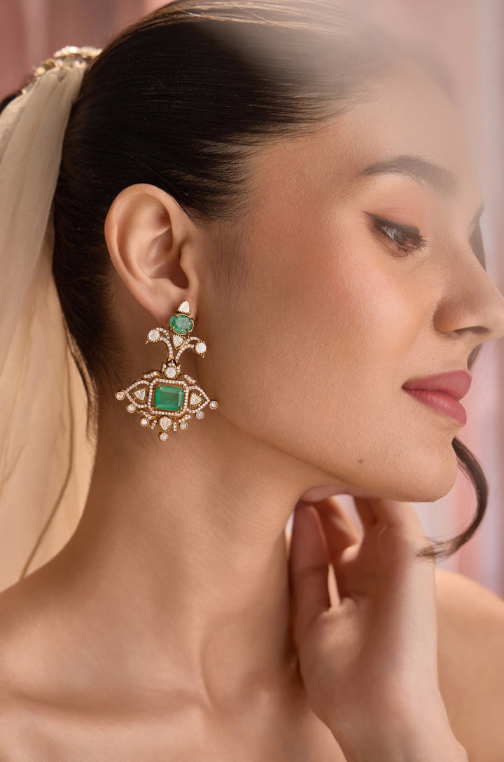 Trinya Green Polki Earrings