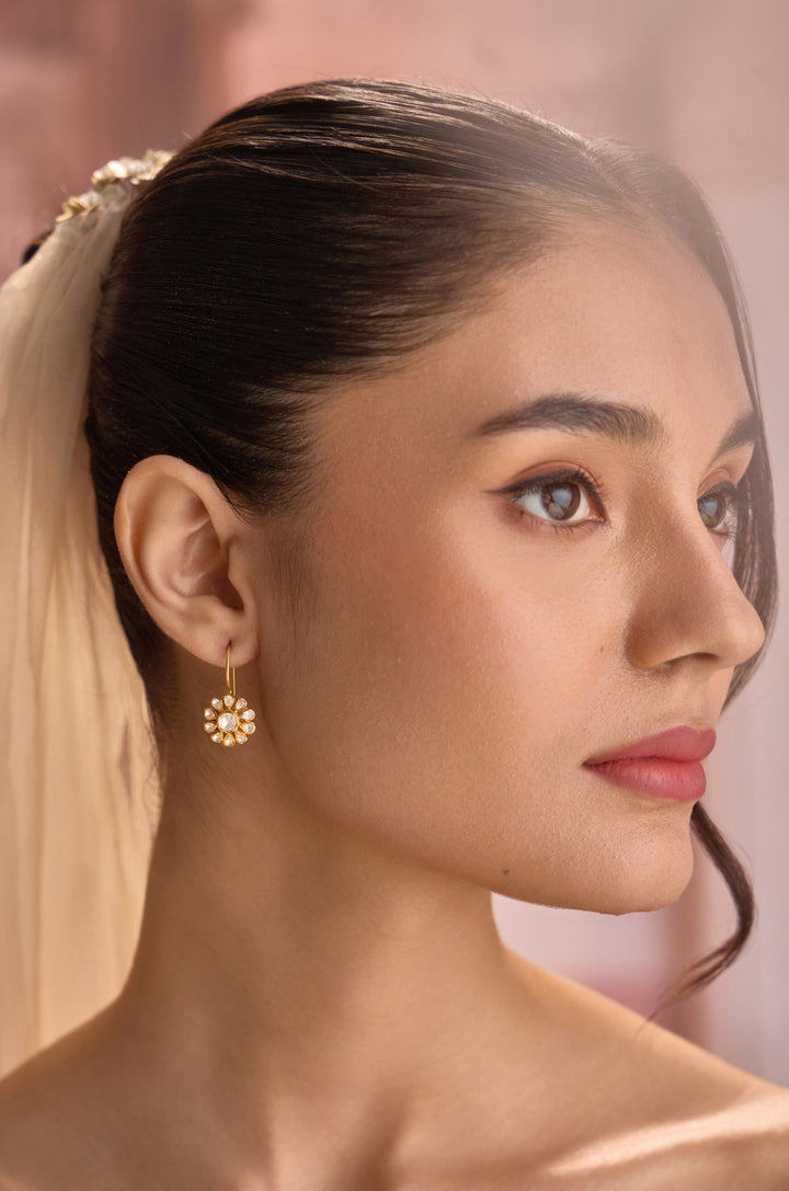 Wine Silver Polki Earrings