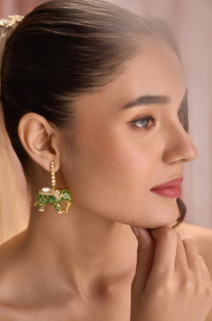 Gajj Silver Polki Drop Earrings