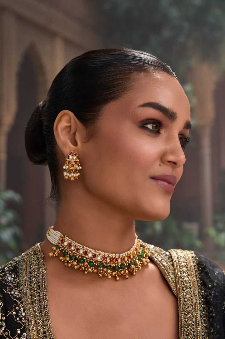 Umme Pink Kundan Necklace Set