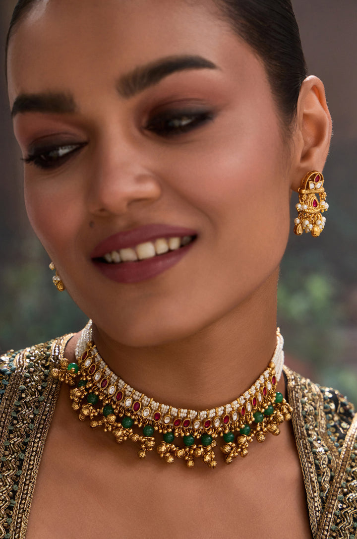 Umme Pink Kundan Necklace Set