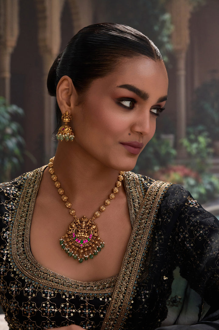 Gauri Temple Work Pendant Necklace Set