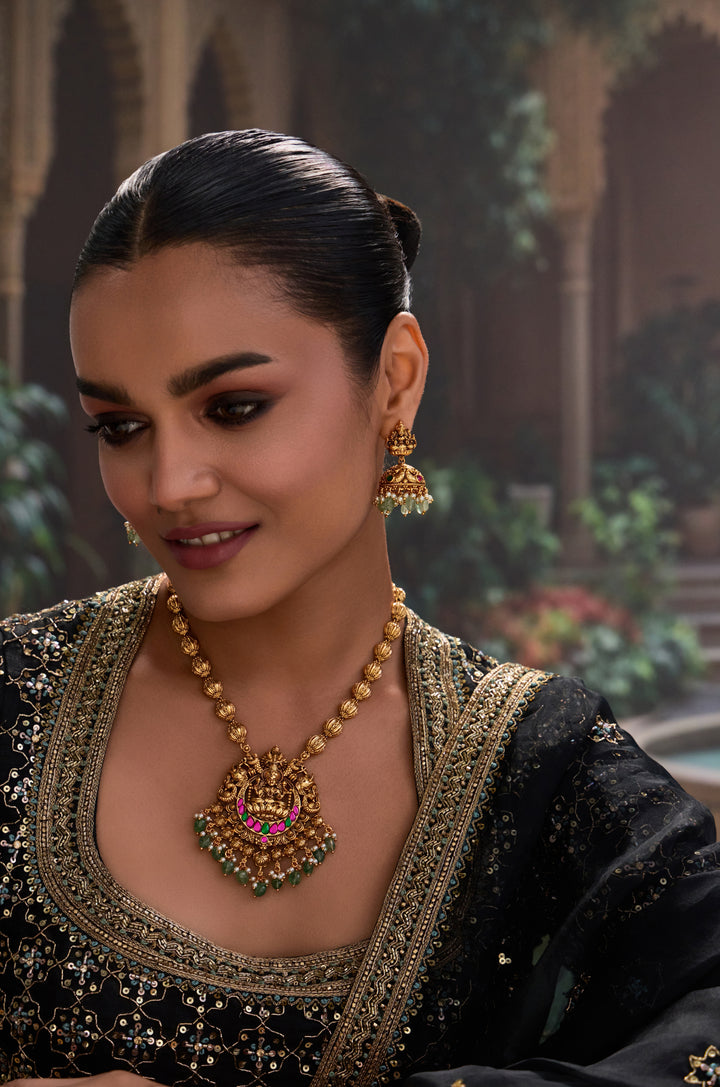 Gauri Temple Work Pendant Necklace Set