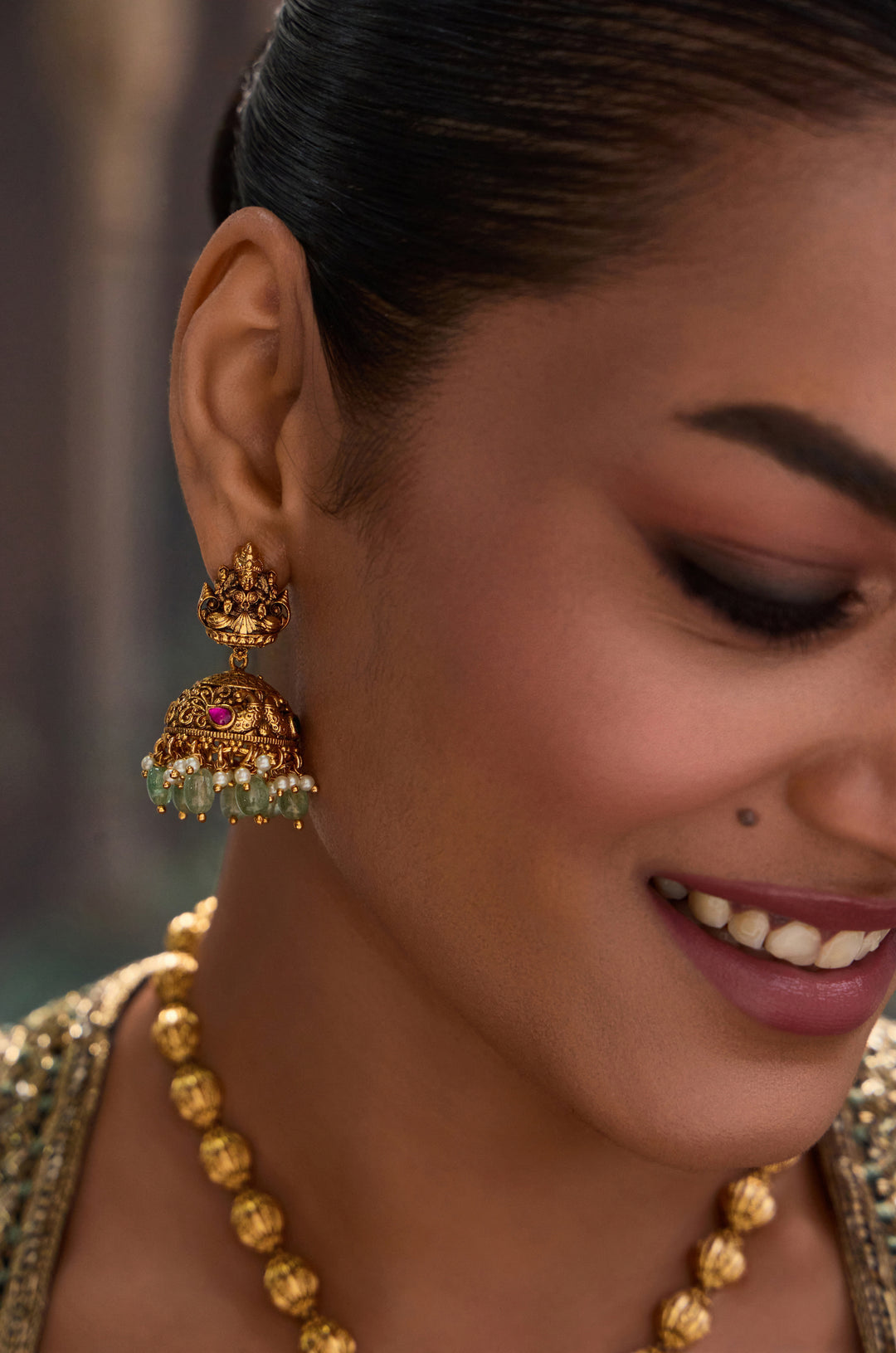 Gauri Temple Work Pendant Necklace Set