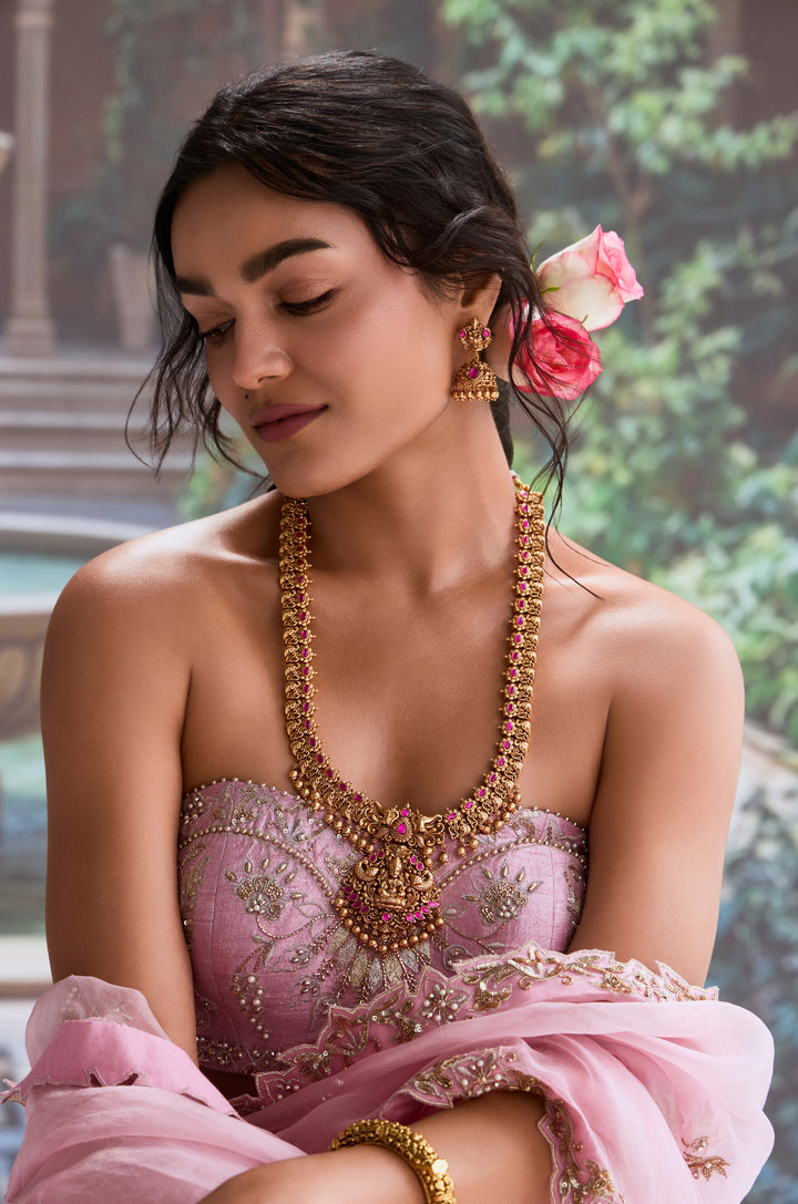 Chatura Pink Temple Necklace Set