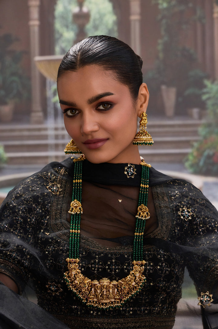Kamakshi Green Temple Necklace Set