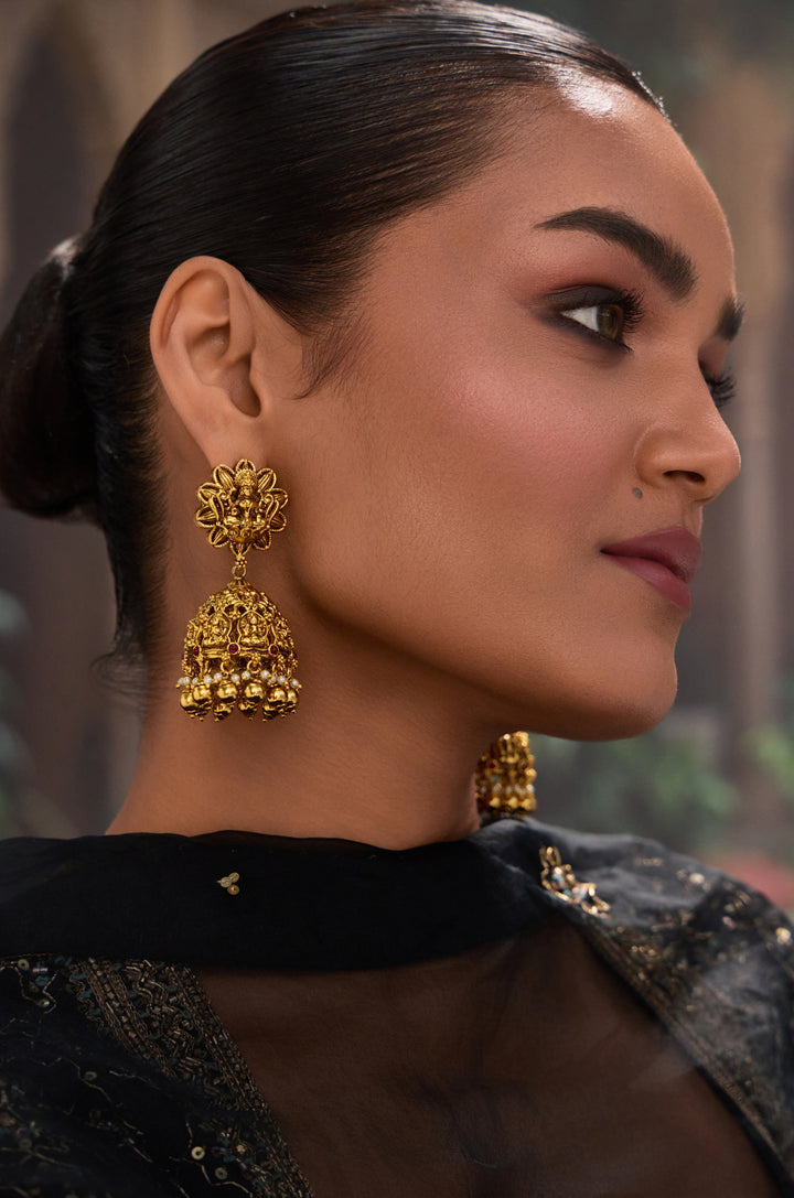 Fariya Temple Work Jhumka Earrings
