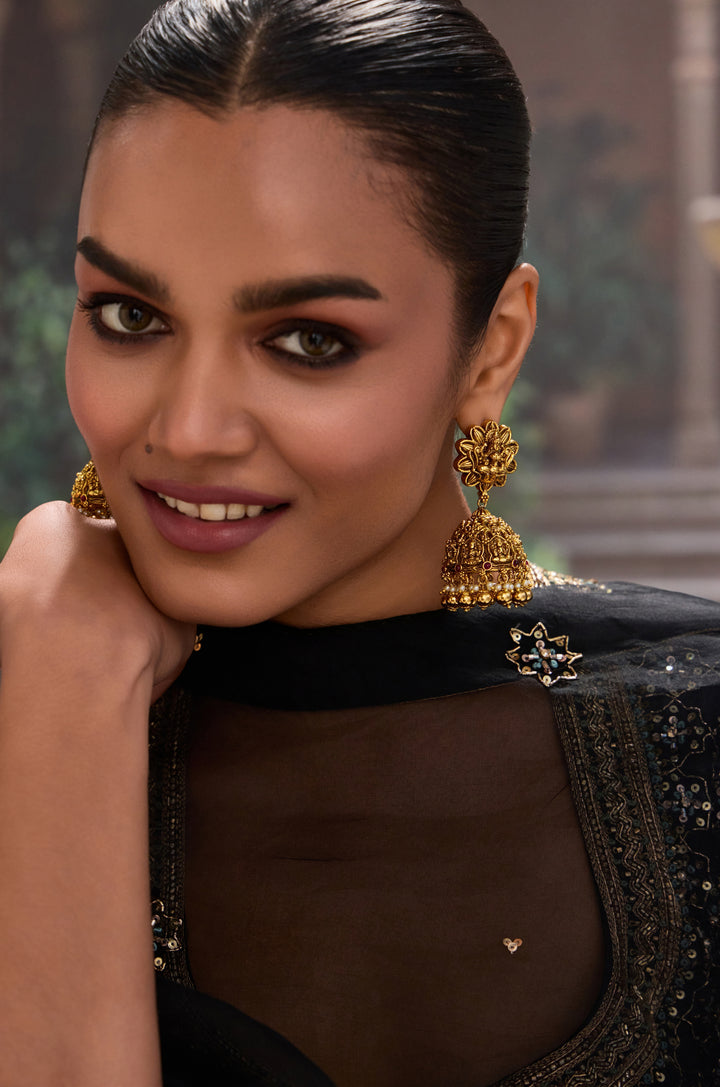 Fariya Temple Work Jhumka Earrings