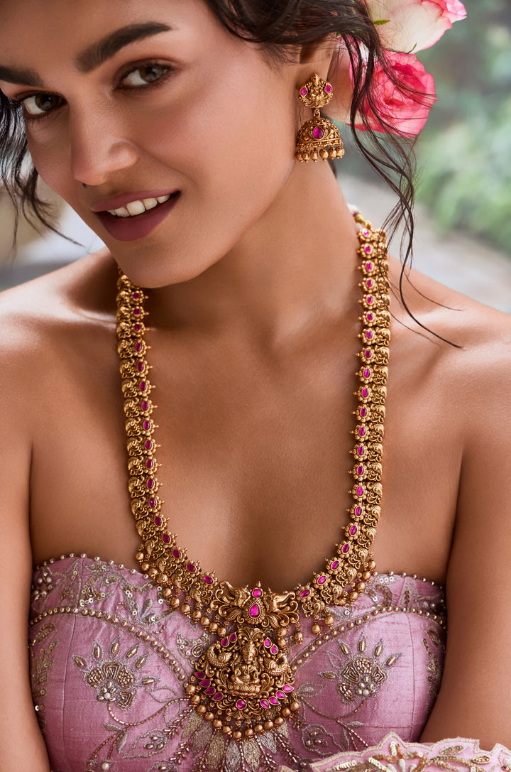 Chatura Pink Temple Necklace Set