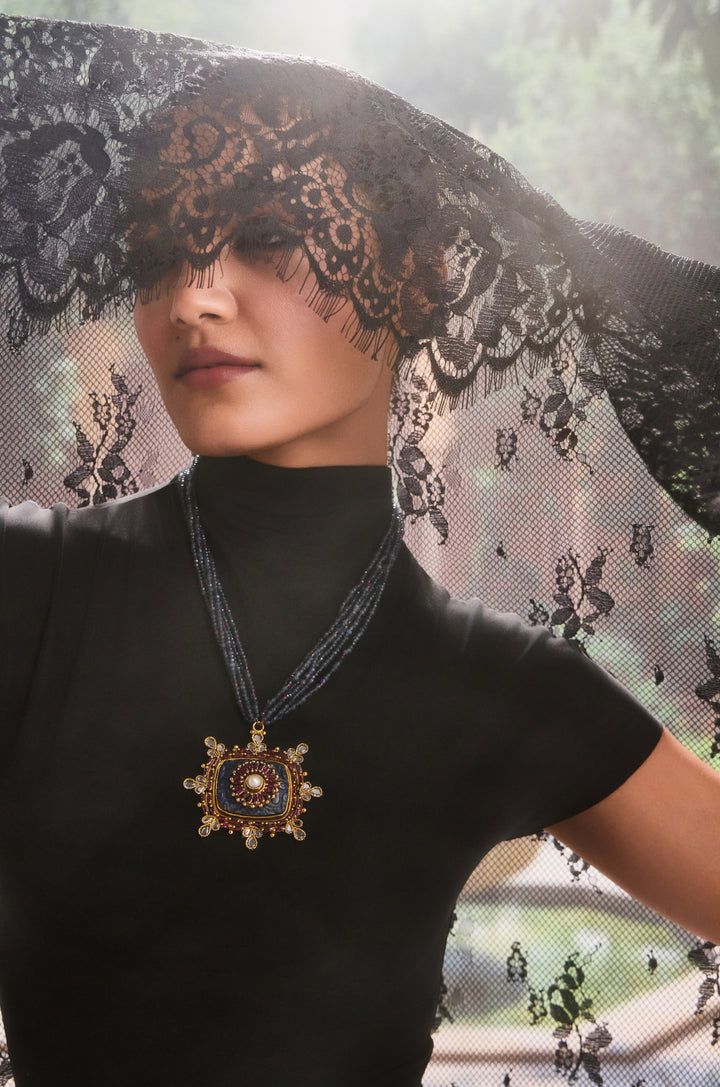 Marasim Blue Temple Work Necklace