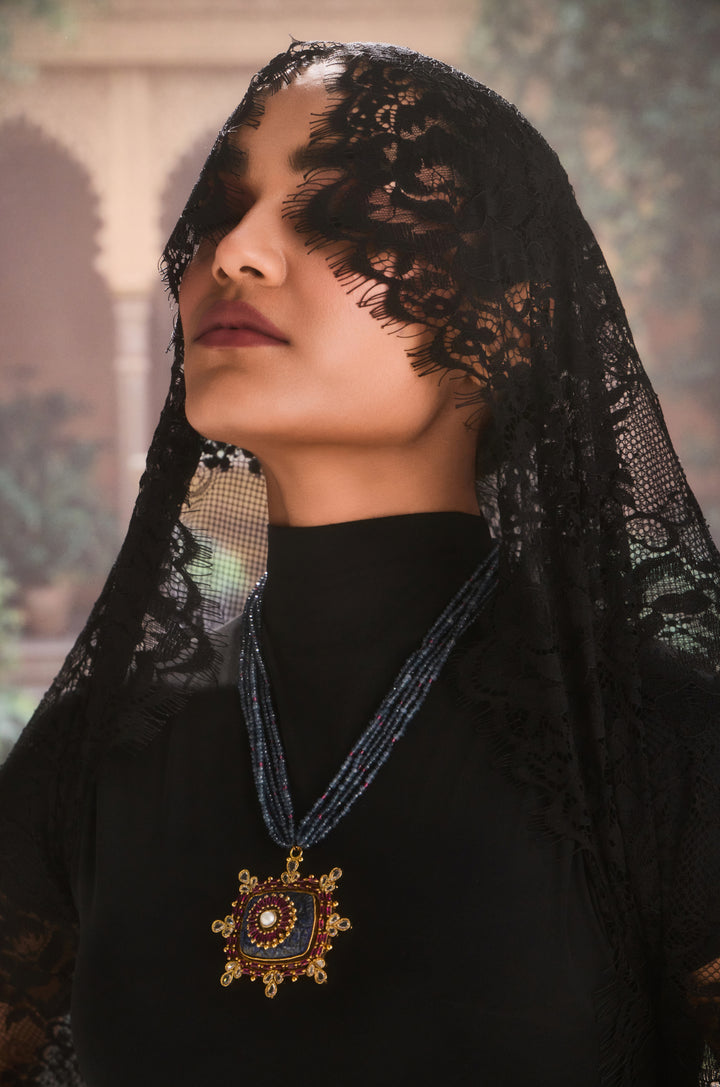 Marasim Blue Temple Work Necklace