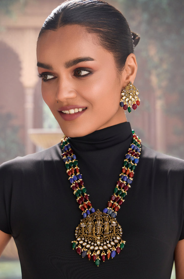 Adya Multicolored Victorian Necklace Set