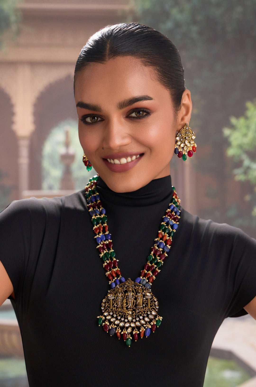 Adya Multicolored Victorian Necklace Set