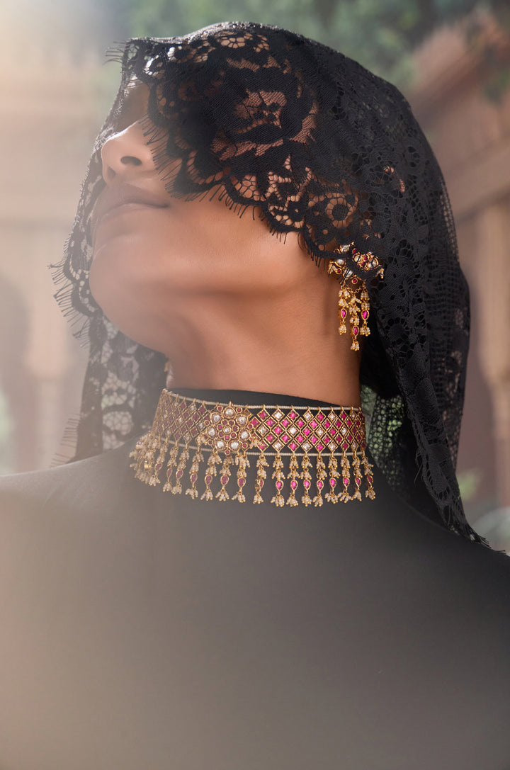 Rachana Red Temple Necklace Set