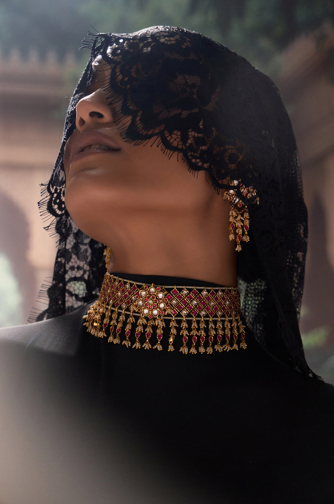 Rachana Red Temple Necklace Set