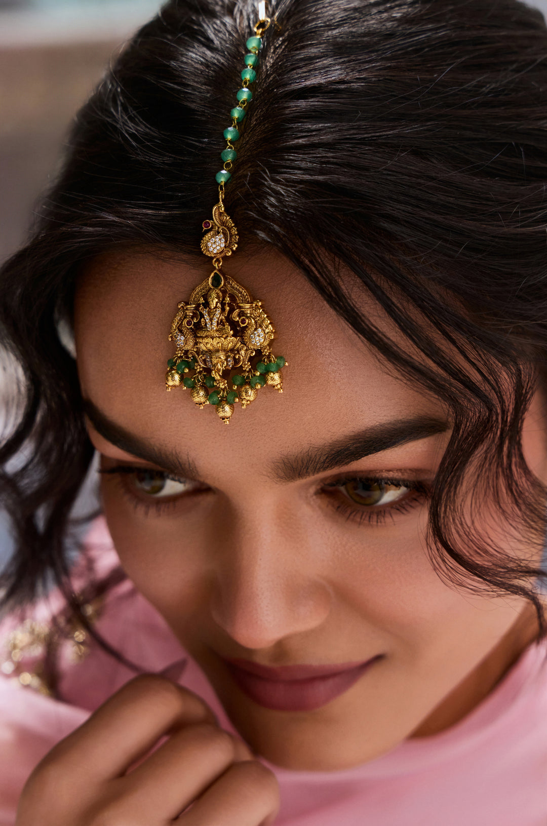 Hemangi Green Temple Work Maangtikka