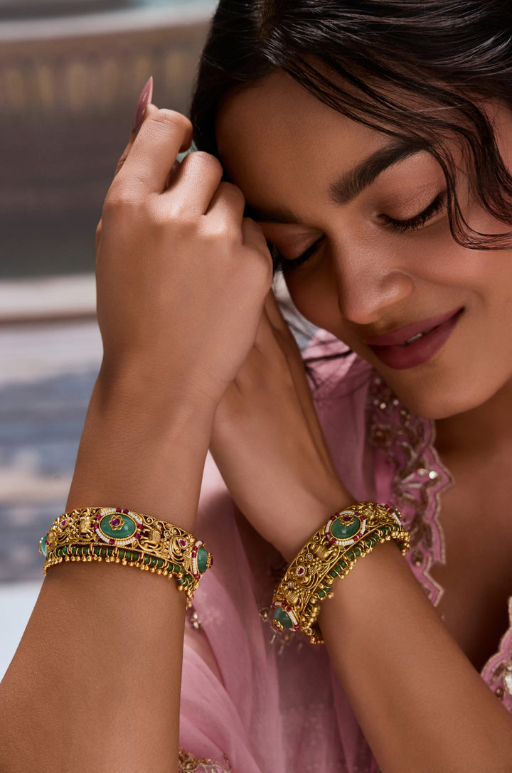 Safina Mint Temple Bangles - Set of 2