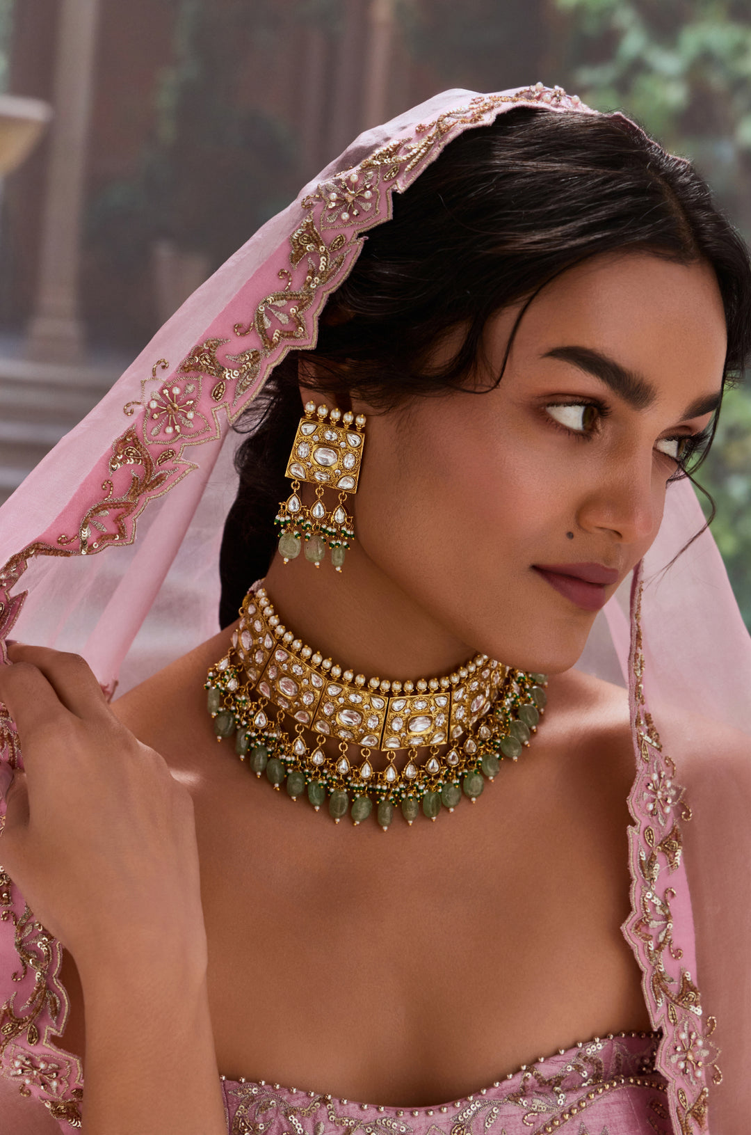 Urvashi Mint Kundan Necklace Set