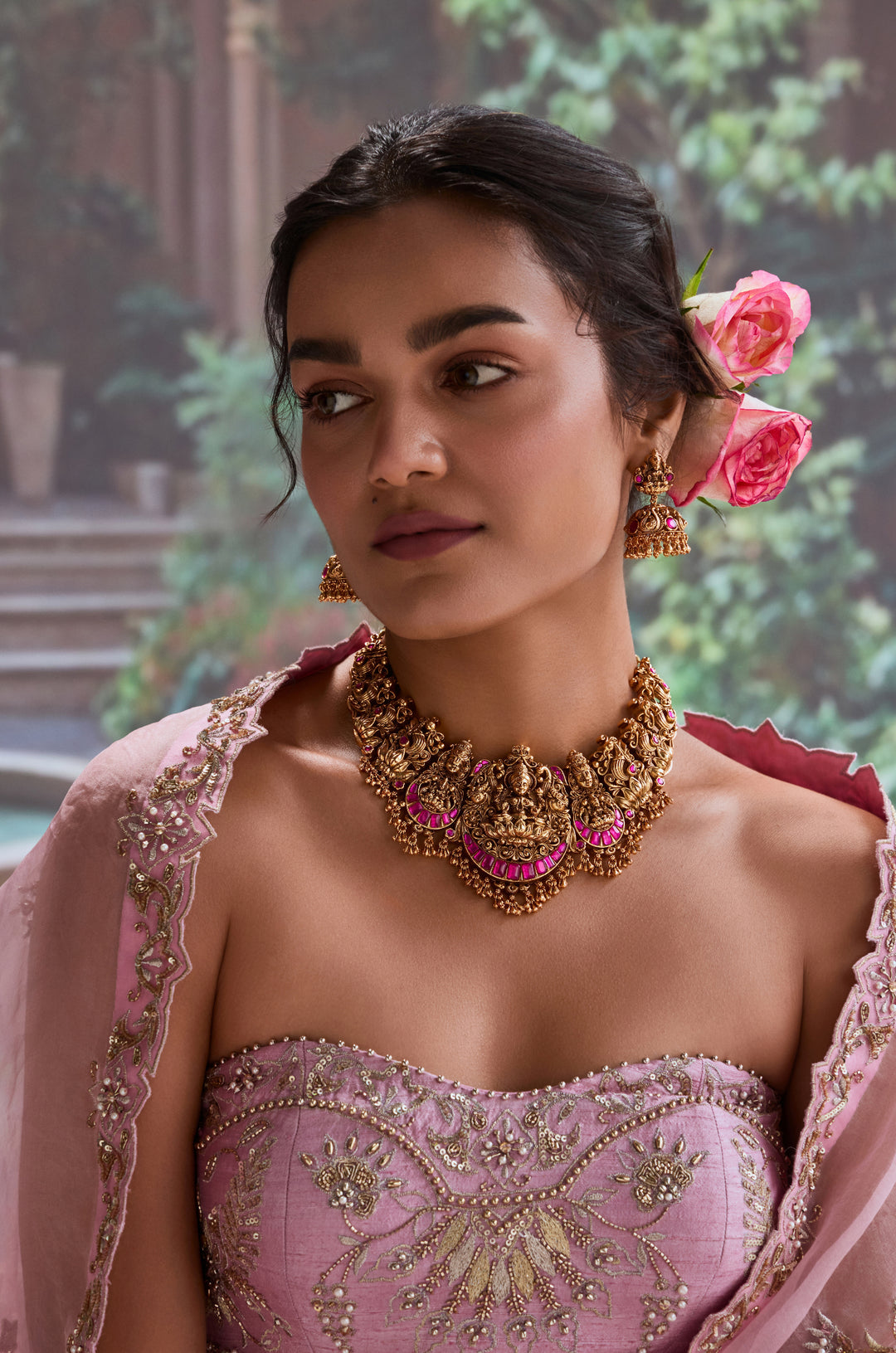 Lakshmi Temple Work Necklace Set