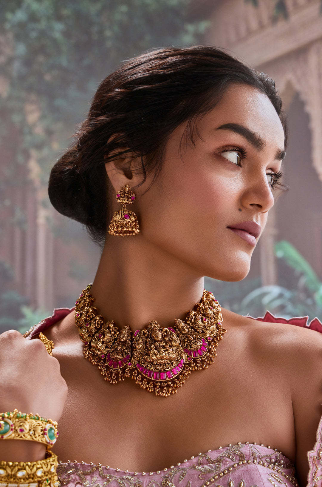 Lakshmi Temple Work Necklace Set