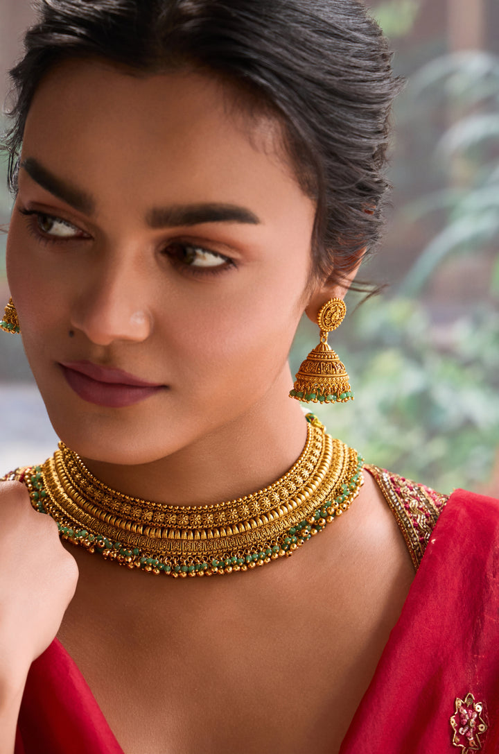 Saniya Mint Temple Work Necklace Set