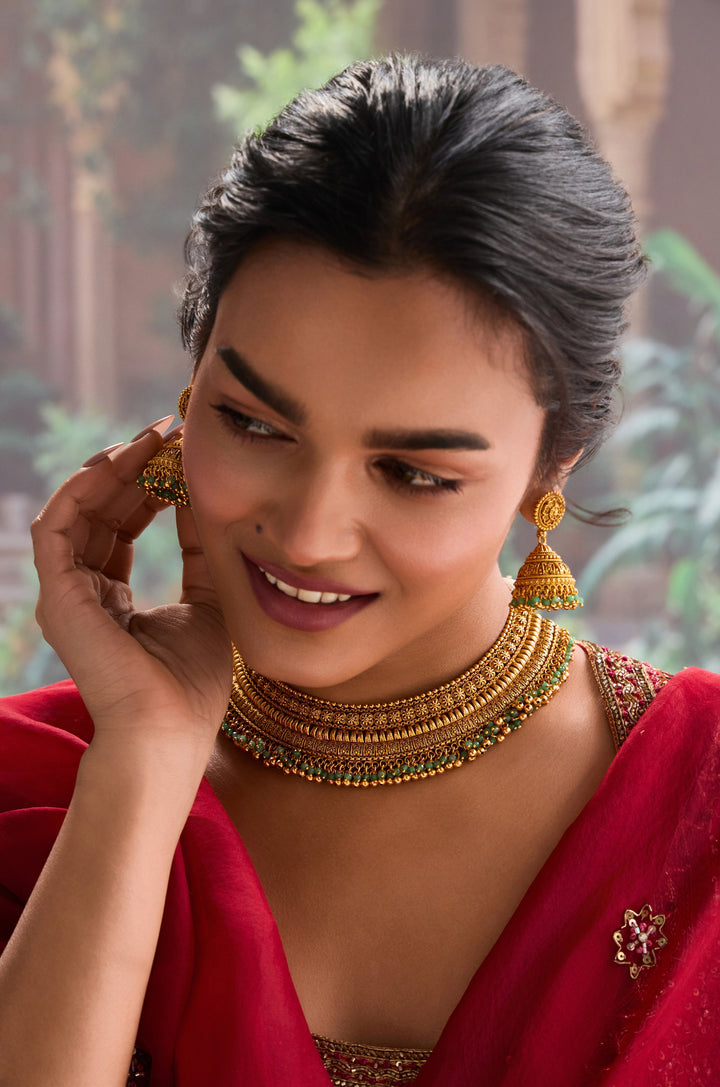 Saniya Mint Temple Work Necklace Set