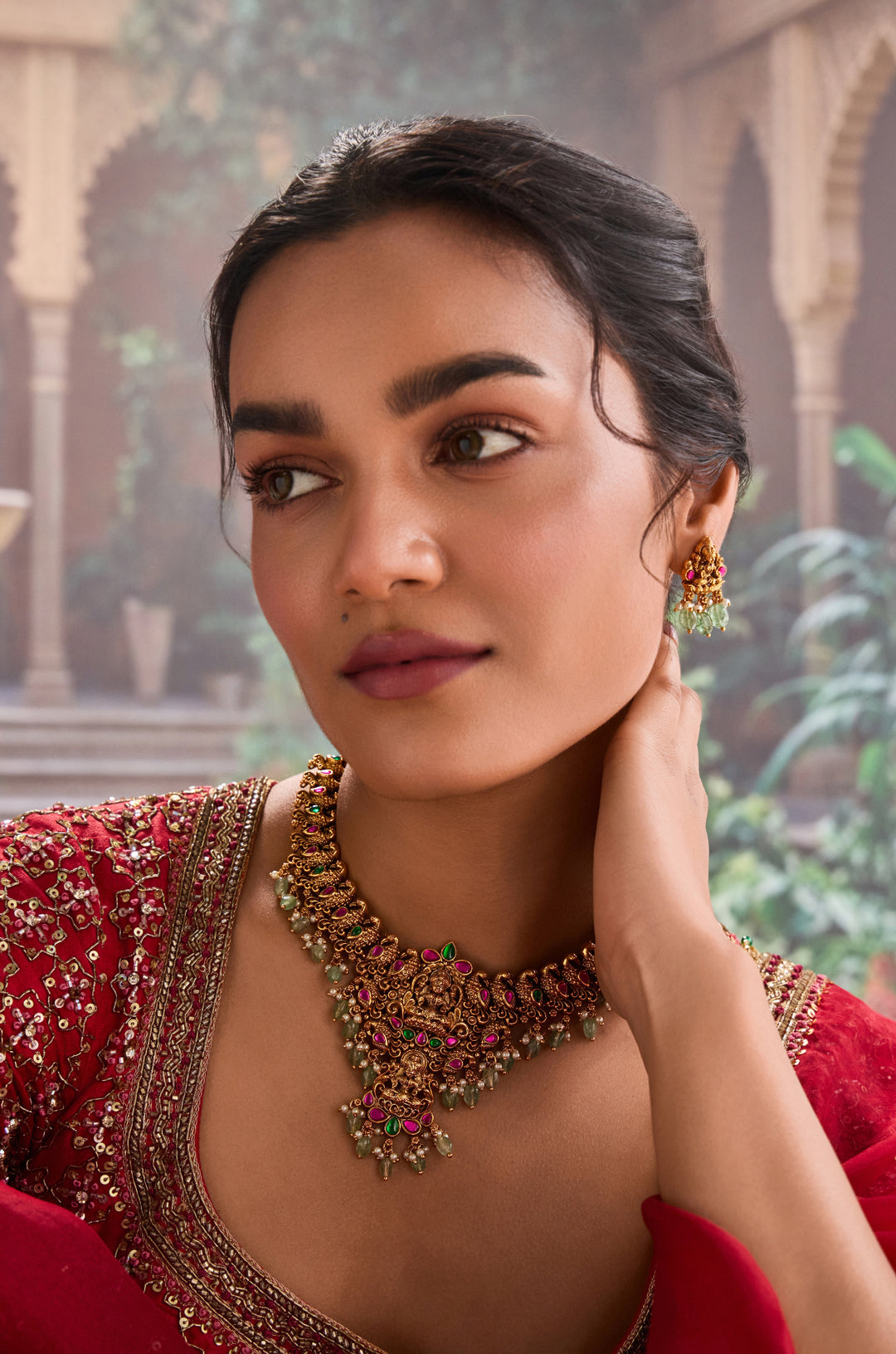 Vasudha Temple Work Necklace Set