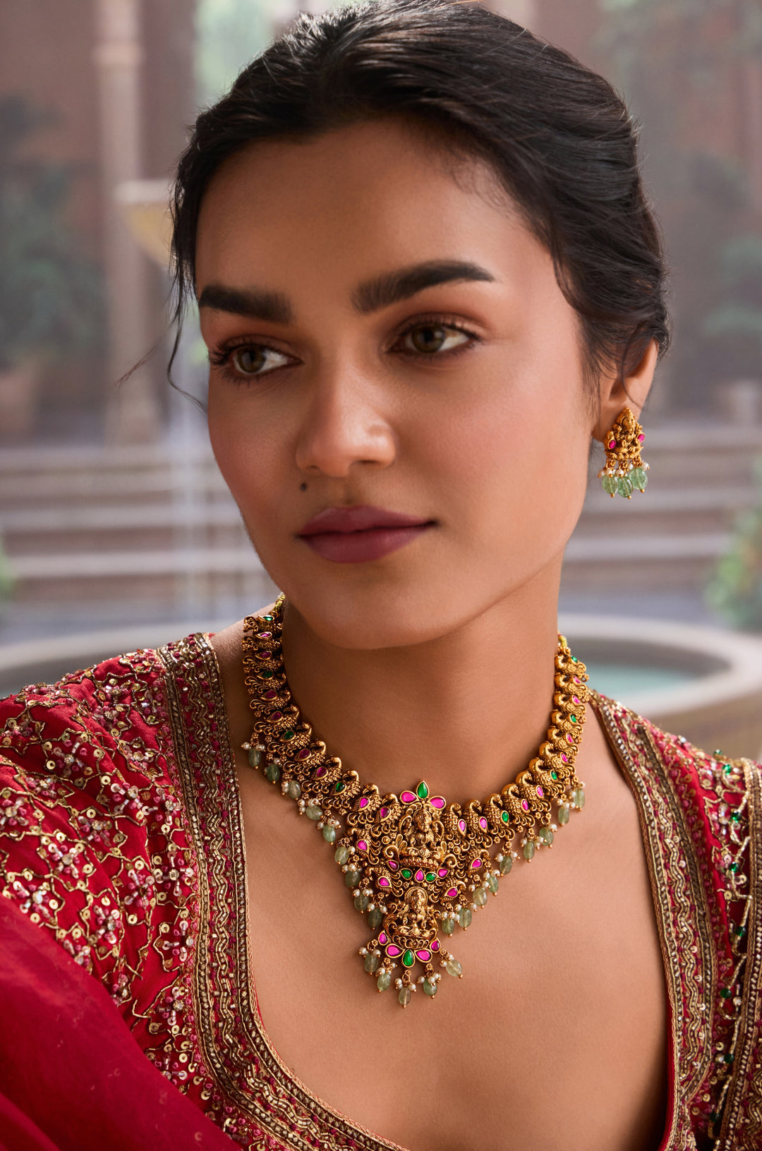 Vasudha Temple Work Necklace Set