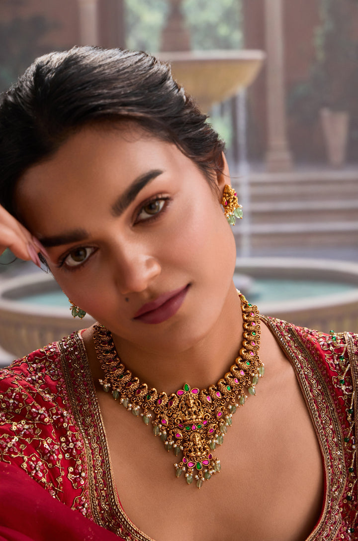 Vasudha Temple Work Necklace Set