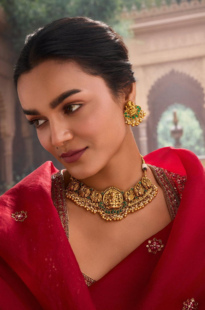 Urvashi Green Temple Necklace Set