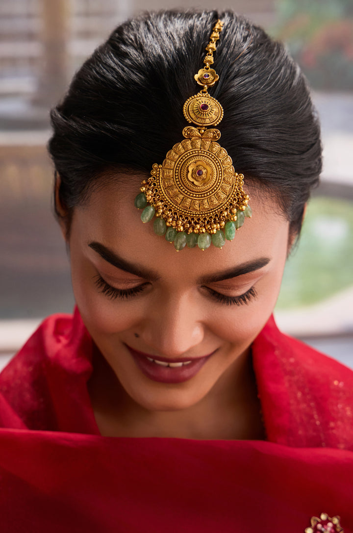 Jahanvi Mint Temple Work Maangtikka