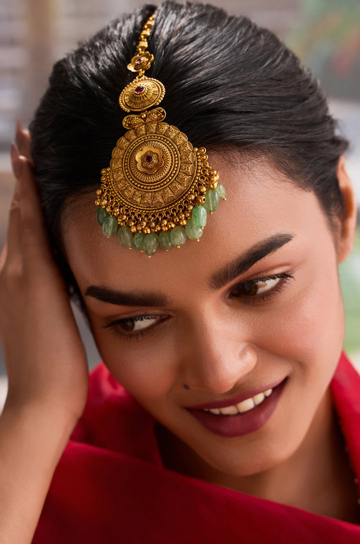 Jahanvi Mint Temple Work Maangtikka