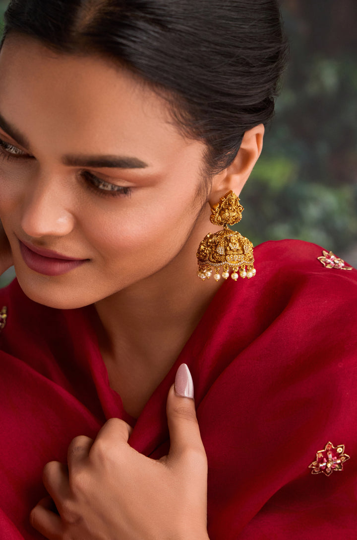 Rabia Temple Work Jhumka Earrings