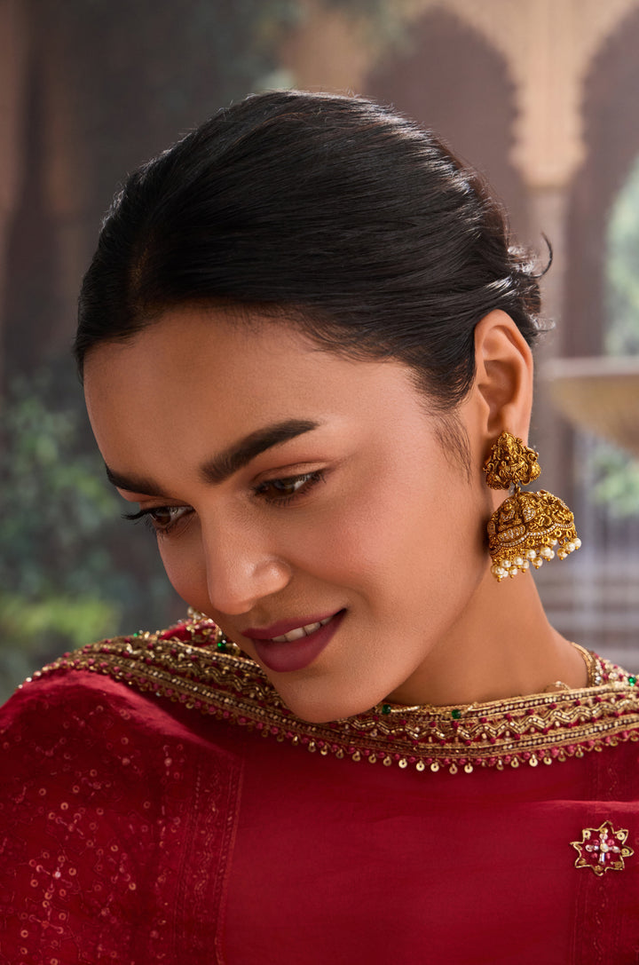 Rabia Temple Work Jhumka Earrings