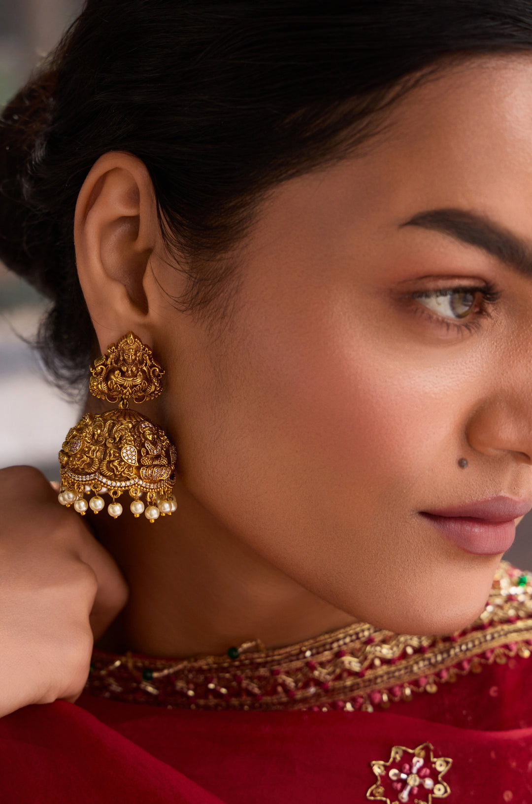 Rabia Temple Work Jhumka Earrings