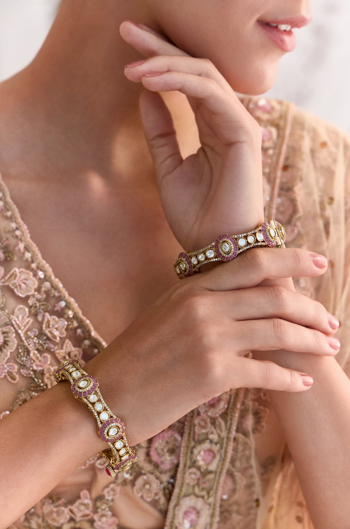Iyla Pink Polki Bangles- Set of 2