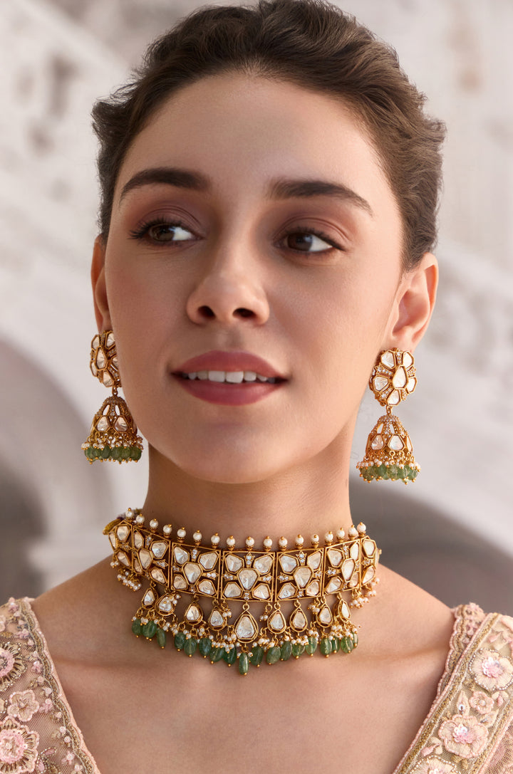 Aarisha Green Polki Necklace Set